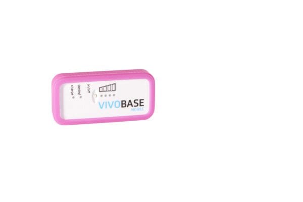 A pink box with the words " vive base ".